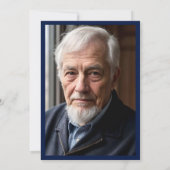 Navy Blue Gold 80. Geburtstag Foto Einladung (Rückseite)