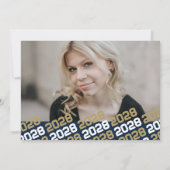 Navy Blue & Gold Abschluss 2 Foto Dankeschön Karte (Rückseite)