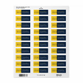 Navy Blue & Gold Abschluss Rücksendeadressen-Aufkl (Vorne)