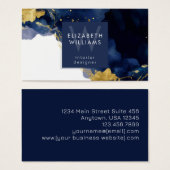 Navy Blue Gold Abstract Monogram Business Card (Vorne & Hinten)