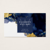 Navy Blue Gold Abstract Monogram Business Card (Vorderseite)