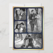 Navy Blue Gold Abstrakt Fluid Ink Foto Hochzeit Einladung (Rückseite)