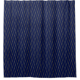 Navy Blue & Gold Abstrakt Geometric Muster Luxus Duschvorhang
