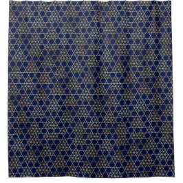 Navy Blue & Gold Abstrakt Geometric Muster Luxus Duschvorhang