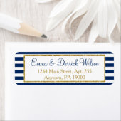 Navy Blue Gold Address Labels Elegante Dusche (Insitu)