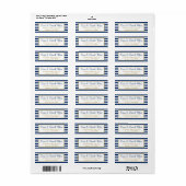 Navy Blue Gold Address Labels Elegante Dusche (Vorne)