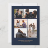 Navy Blue Gold Agate 5-Foto Save The Date (Rückseite)