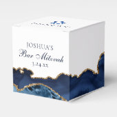 Navy Blue Gold Agate Bar Mitzvah Chic Square Party Geschenkschachtel (Vorderseite)