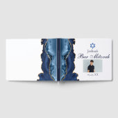Navy Blue Gold Agate Bar Mitzvah Party Foto Gästebuch (Voll)