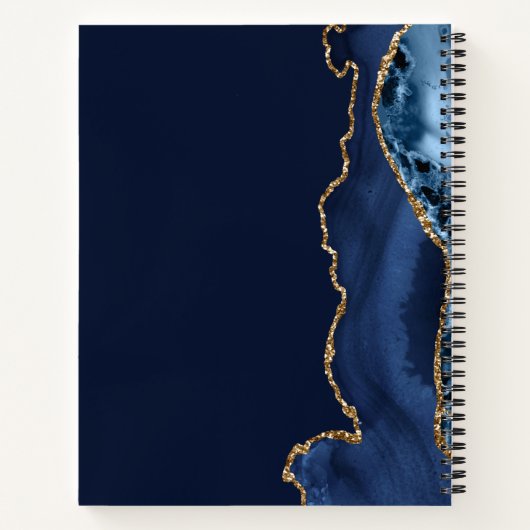 Navy Blue Gold Agate Bar Mitzvah Party Guest Notizblock (Rückseite)