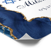 Navy Blue Gold Agate Bar Mitzvah Party Willkommen Poster (Ecke)