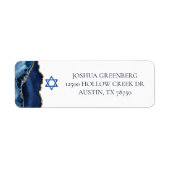 Navy Blue Gold Agate Bar Mitzvah Rücksendeadresse (Vorne)