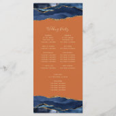 Navy Blue Gold Agate Burnt Orange Wedding Programm (Rückseite)