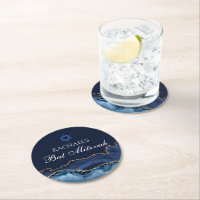 Navy Blue Gold Agate Custom Bat Mitzvah Party