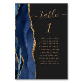 Navy Blue Gold Agate Dark Wedding Tischnummer (Vorderseite)