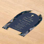 Navy Blue Gold Agate Erste Heilige Kommune Acryleinladungen (Ablage )