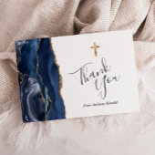 Navy Blue Gold Agate Erste Kommune Vielen Dank Dankeskarte