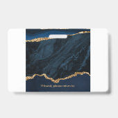 Navy Blue Gold Agate Geode Business Foto Ausweis (Rückseite)