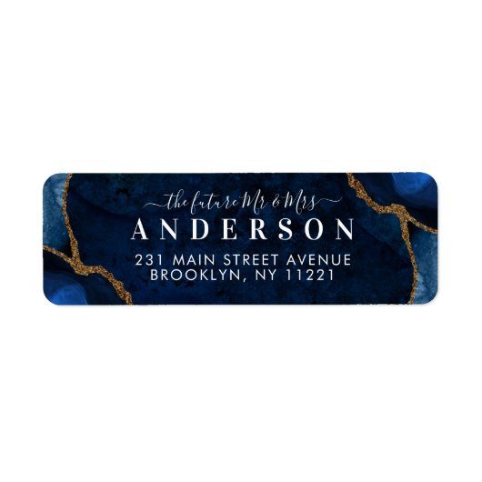 Navy Blue Gold Agate Geode Future Mr. Wedding (Vorne)