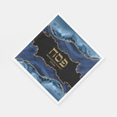 Navy Blue Gold Agate Marble Hebrew Pessach Napkin Serviette (Ecke)