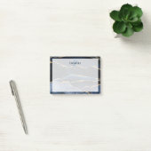 Navy Blue Gold Agate Marble Modernes Monogramm Post-it Klebezettel (Büro)