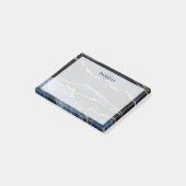 Navy Blue Gold Agate Marble Modernes Monogramm Post-it Klebezettel (angewinkelt)