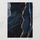 Navy Blue Gold Agate Moderne Skripthochzeit Menükarte (Rückseite)