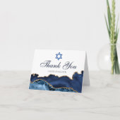 Navy Blue Gold Agate Personalisiert Bar Mitzvah Dankeskarte (Vorderseite)