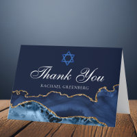 Navy Blue Gold Agate Personalisiert Bat Mitzvah