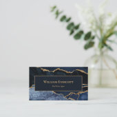 Navy Blue Gold Agate Real Anwesen Beruflich Visitenkarte (Stehend Vorderseite)