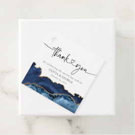 Navy Blue Gold Agate Wedding Danke für Tags Geschenkanhänger