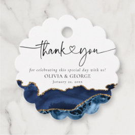 Navy Blue Gold Agate Wedding Danke für Tags Geschenkanhänger