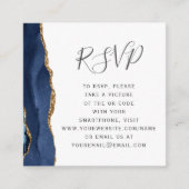 Navy Blue Gold Agate Wedding QR Code UAWG Begleitkarte (Vorderseite)