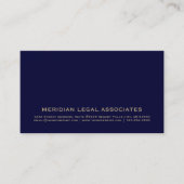 Navy Blue Gold Anwaltskarte Visitenkarte (Vorderseite)