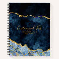 Navy Blue & Gold Aquarellmarmor Agate Gilt