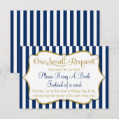 Navy Blue Gold Baby Duschkarte Buchen Begleitkarte (Vorne/Hinten)