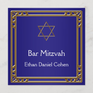 Navy Blue Gold Bar Mitzvah Einladung