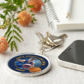 Navy Blue Gold Basketball Player Photo Schlüsselanhänger (Seite)