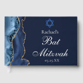Navy Blue Gold Bat Mitzvah-Feier individuell Gästebuch (Vorderseite)