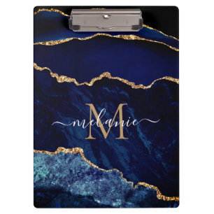 Navy Blue Gold Benutzerdefinierte Buchstabenklamme Klemmbrett