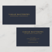 Navy Blue Gold Beruflich Modern Minimalistisch Visitenkarte (Vorne/Hinten)