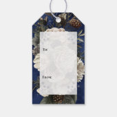 Navy Blue Gold Blume Happy Holidays Geschenkanhänger (Rückseite)