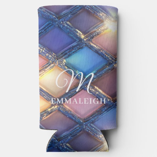 Navy Blue Gold Blush Glamour Selters Dosenkühler (Rückseite)