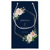 Navy Blue Gold Blush Hotel Hochzeitsgeschenktasche Kleine Geschenktüte (Rückseite)