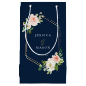 Navy Blue Gold Blush Hotel Hochzeitsgeschenktasche Kleine Geschenktüte (Vorderseite)