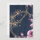 Navy Blue Gold Blush Pink Country Wedding Einladung (Rückseite)