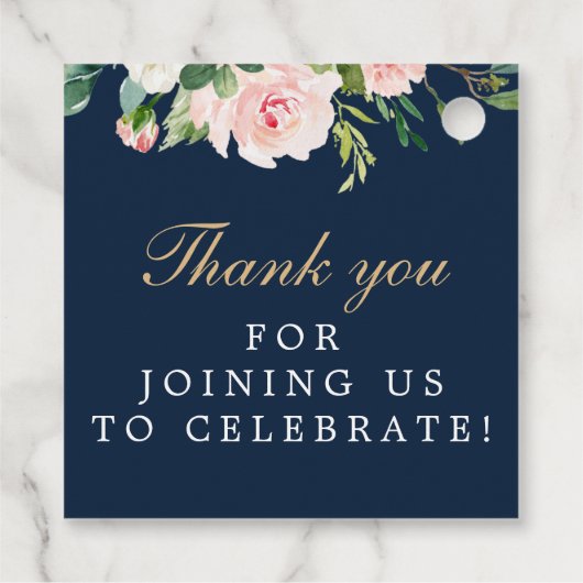 Navy Blue Gold Blush Vielen Dank für Ihre Unterstü Geschenkanhänger (Rückseite)