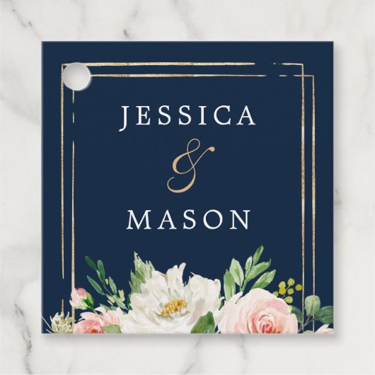 Navy Blue Gold Blush Vielen Dank für Ihre Unterstü Geschenkanhänger (Vorderseite)