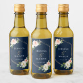 Navy Blue Gold Blush Wedding Mini Wine Labels Weinetikett (Flaschen)