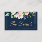 Navy Blue Gold Blush Wedding Website Insert Card (Rückseite)